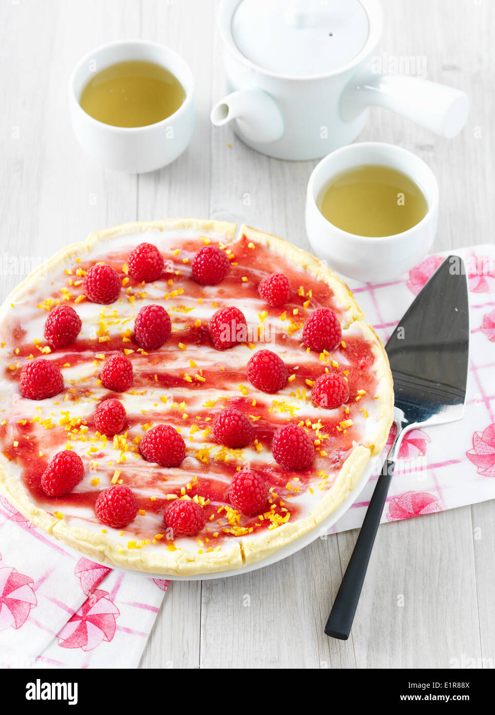 Iced Raspberry Tart Raspberry iced tartlet Stock Photo - Alamy