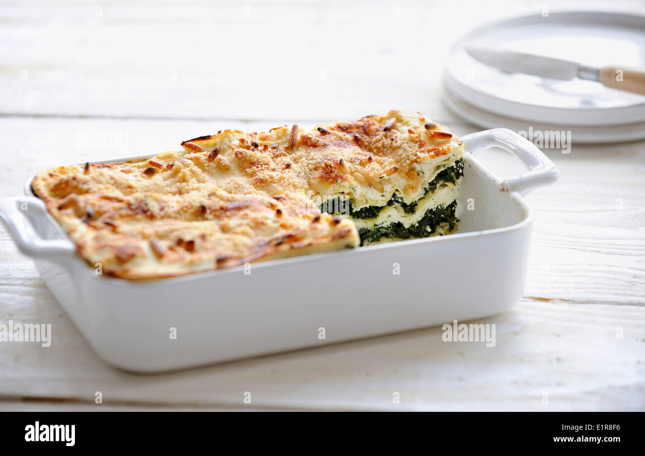 Spinach lasagnes Stock Photo