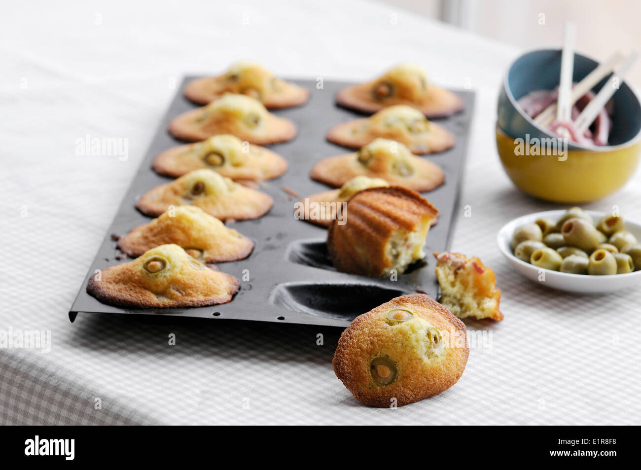Green olive Madeleines Stock Photo