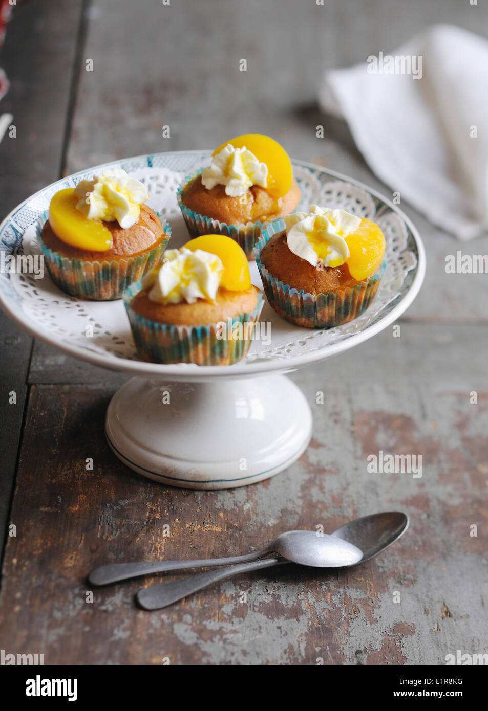 Peach cupcakes Stock Photo