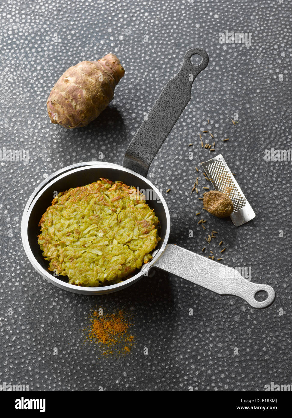 Jerusalem artichoke panfried galette Stock Photo Alamy