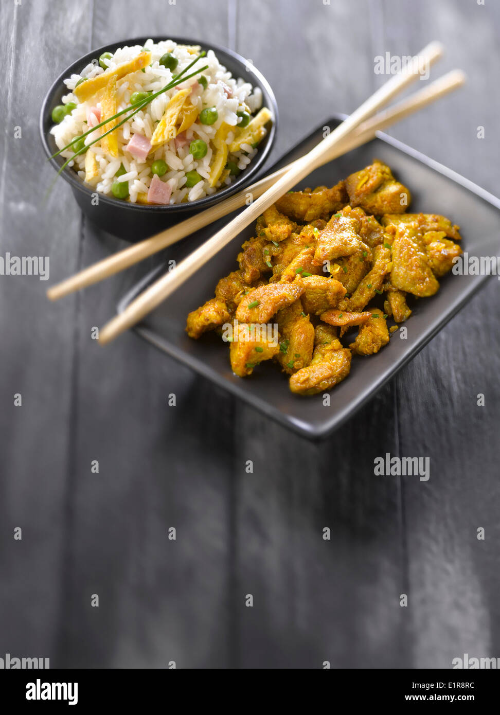 Curried pork with Cantonese rice Stock Photo