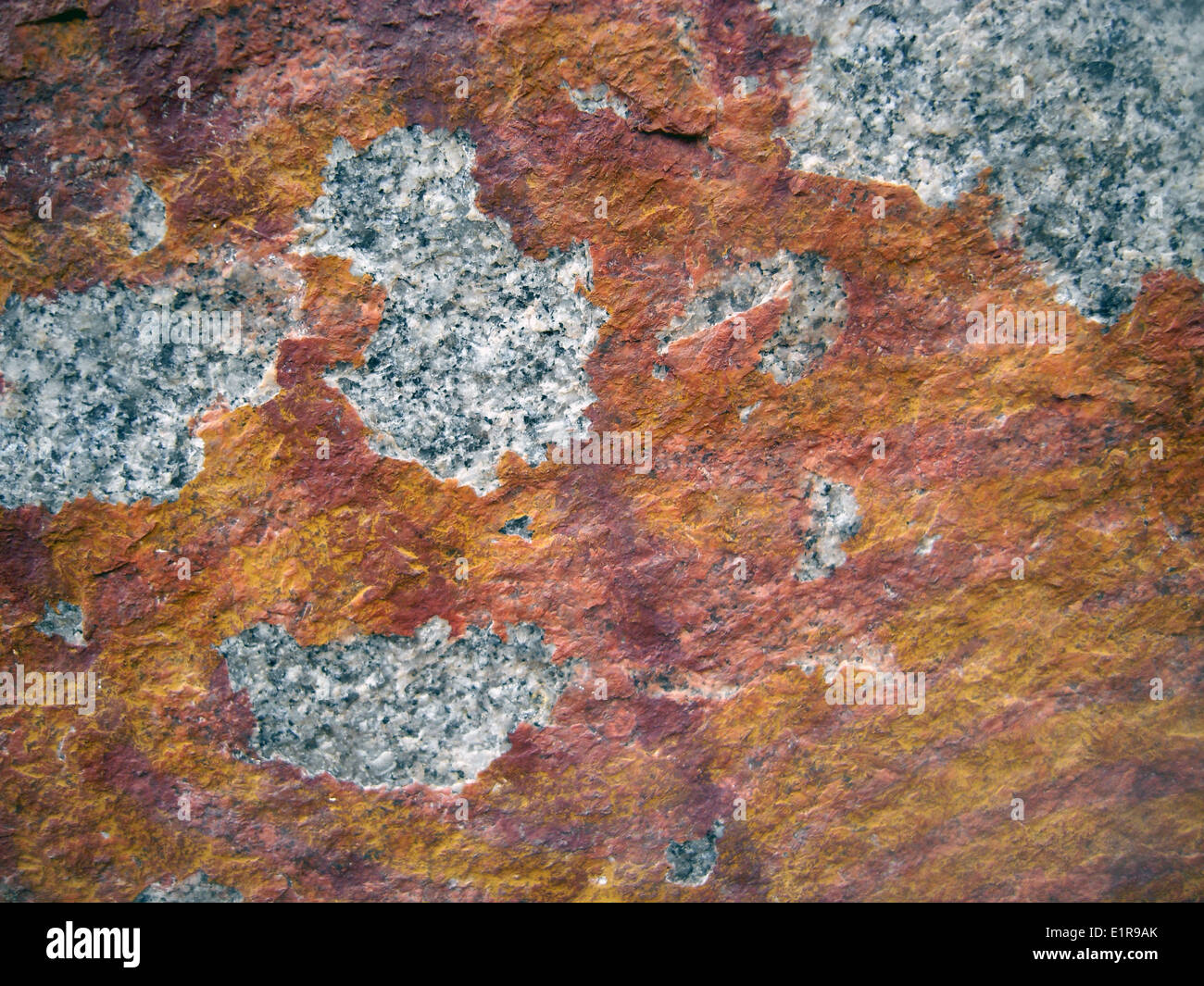 Rock itself flaking off, damaging ancient Aboriginal ochre rock art, Walga Rock, Murchison region, Western Australia Stock Photo