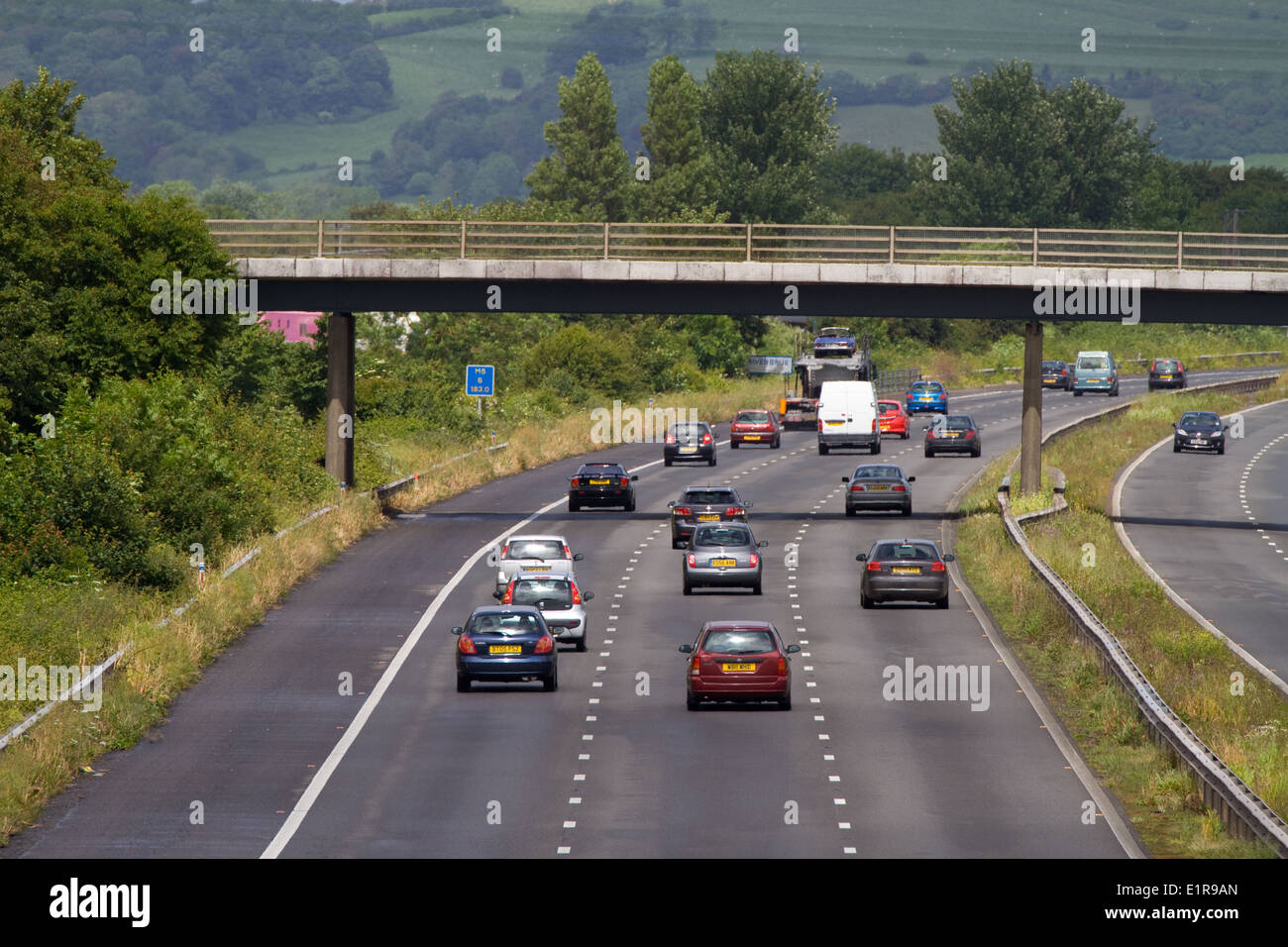 Light traffic on M5, Somerset. UK Stock Photo