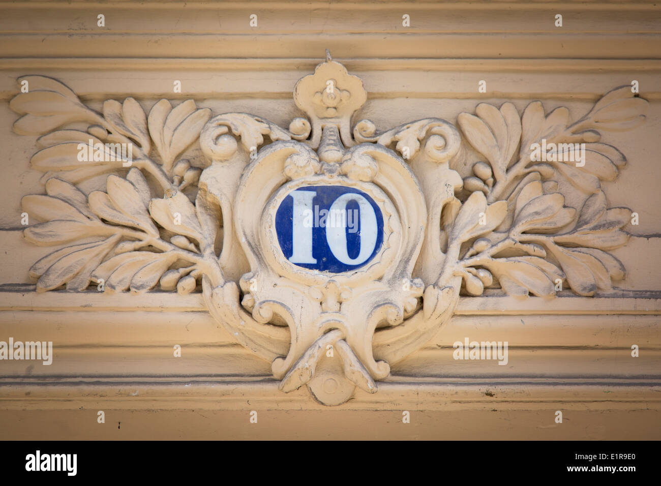 Address number above front door to home, Paris France Stock Photo