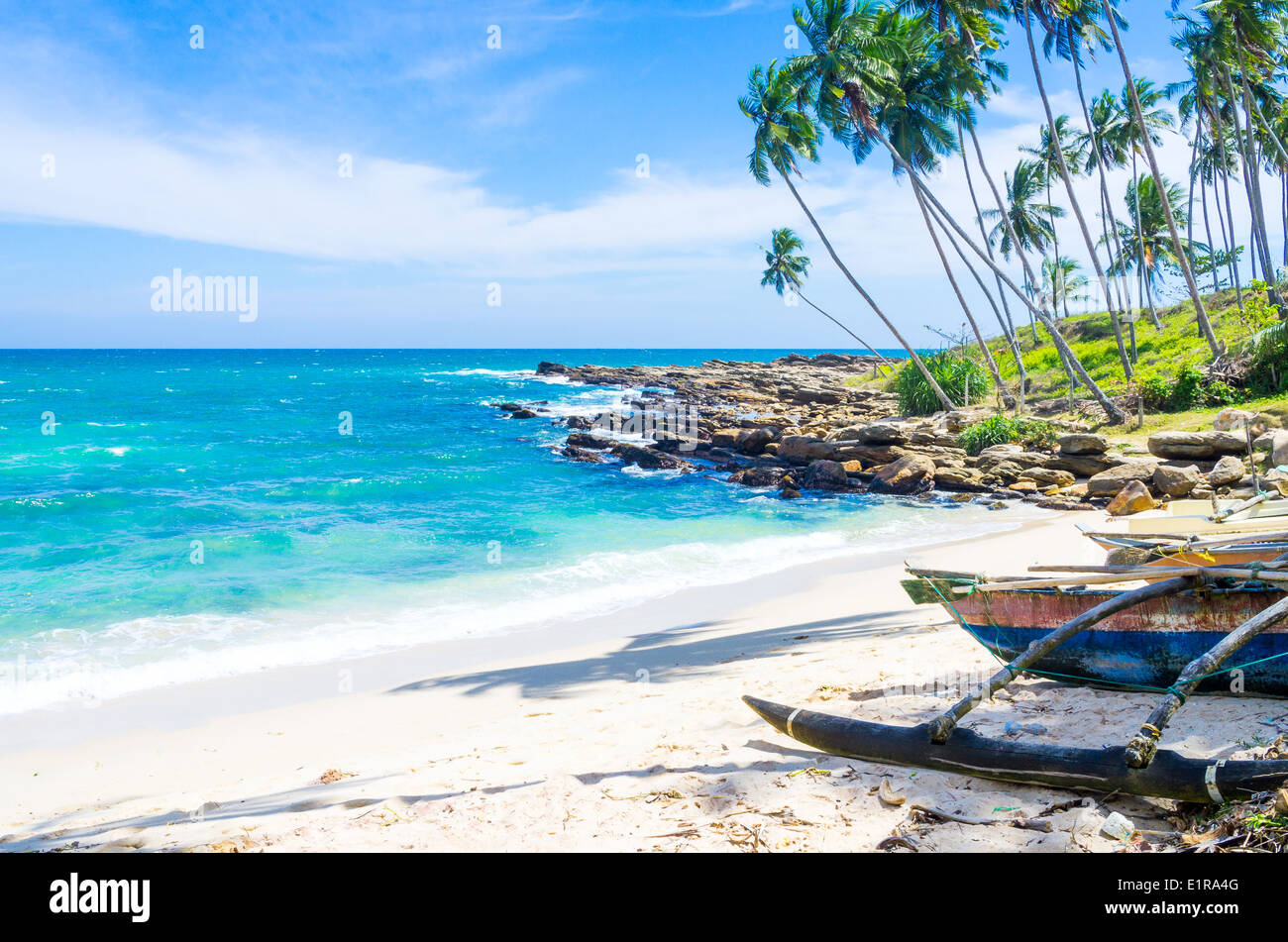 Tropical beach in Sri Lanka Stock Photo