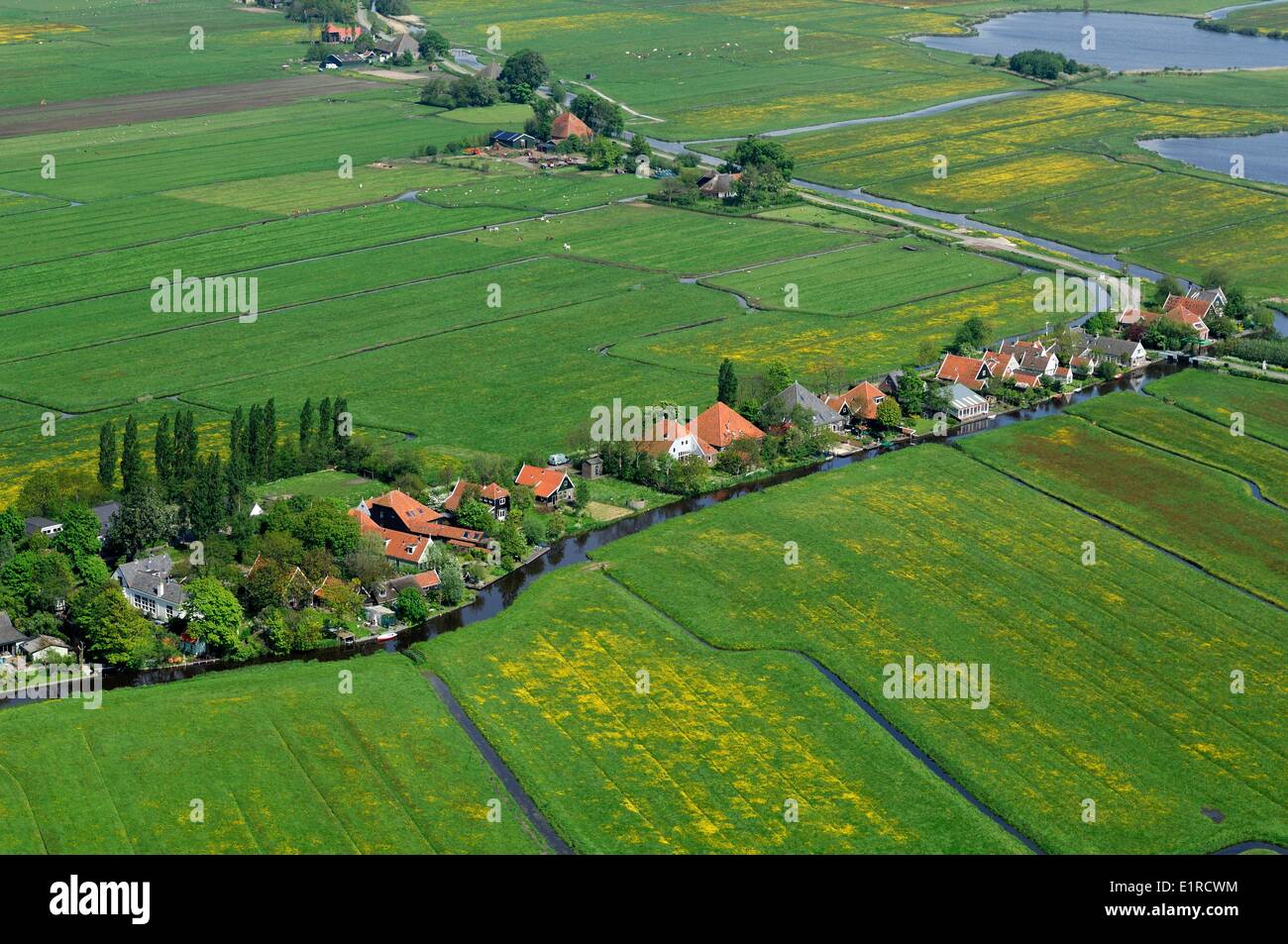 Aerial view of the village Zuiderwoude Stock Photo