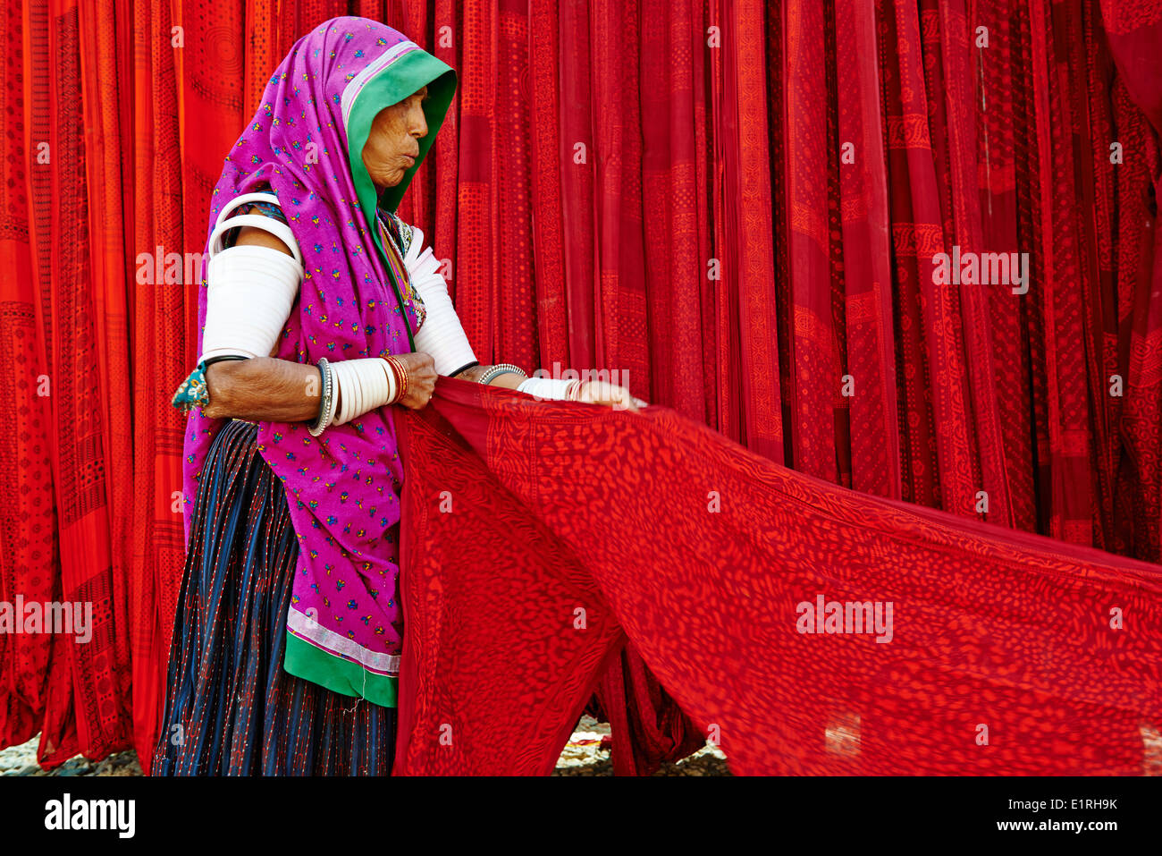 India, Rajasthan, sari garment factory Stock Photo