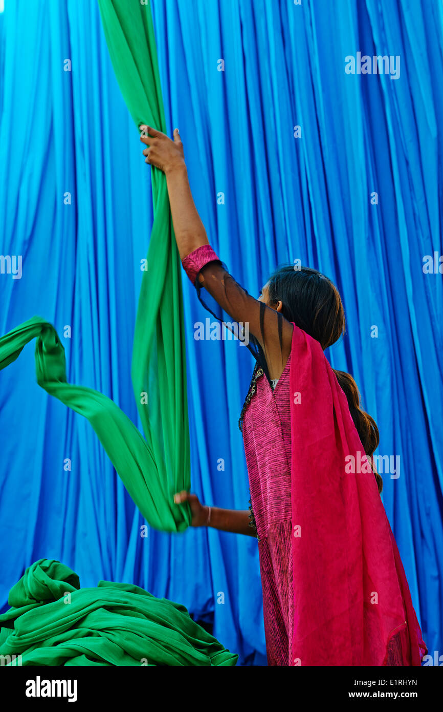 Indian woman with blue sari hires stock photography and images Alamy