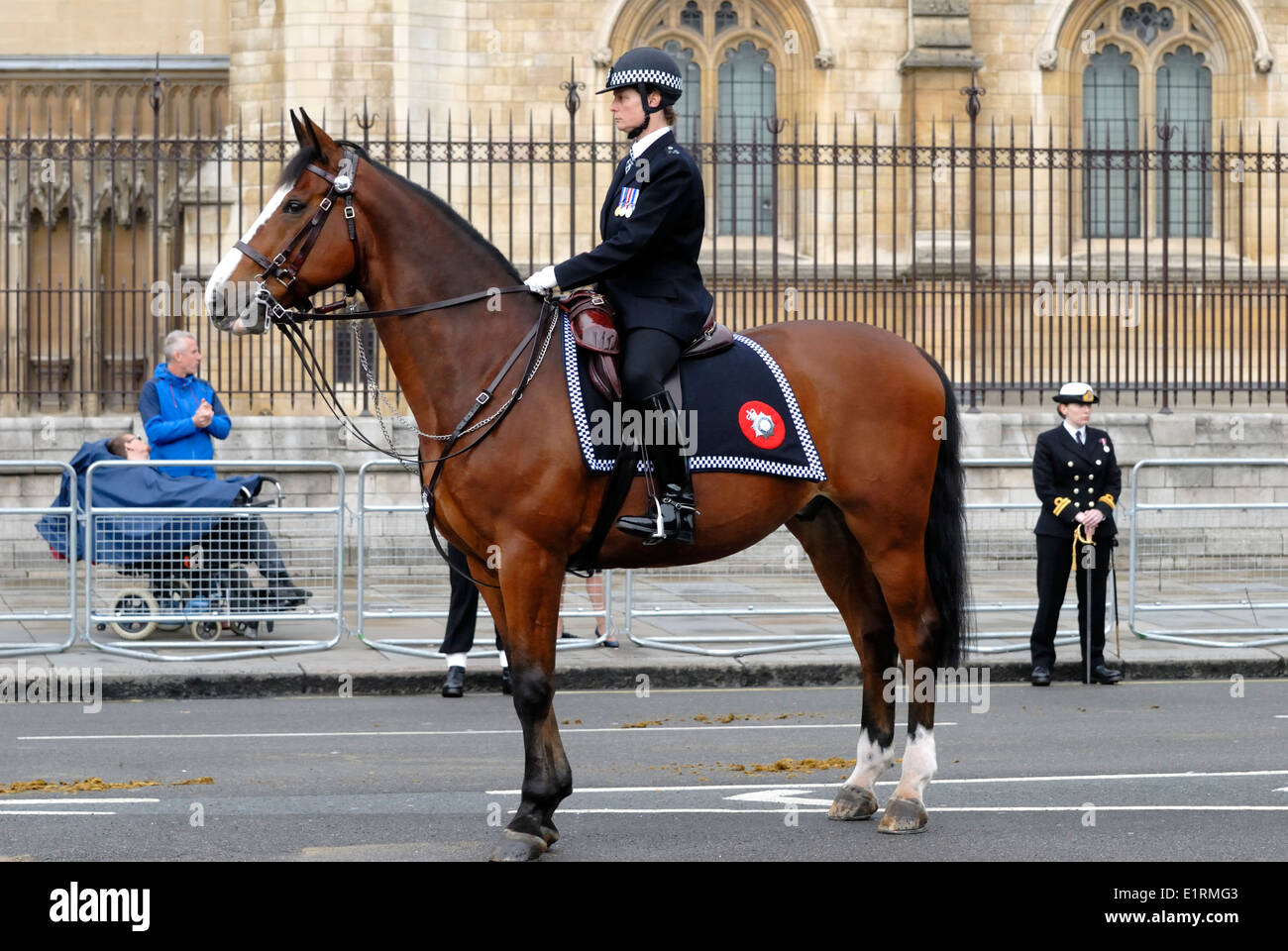 London, England, UK. Female mounted police officer at the State opening