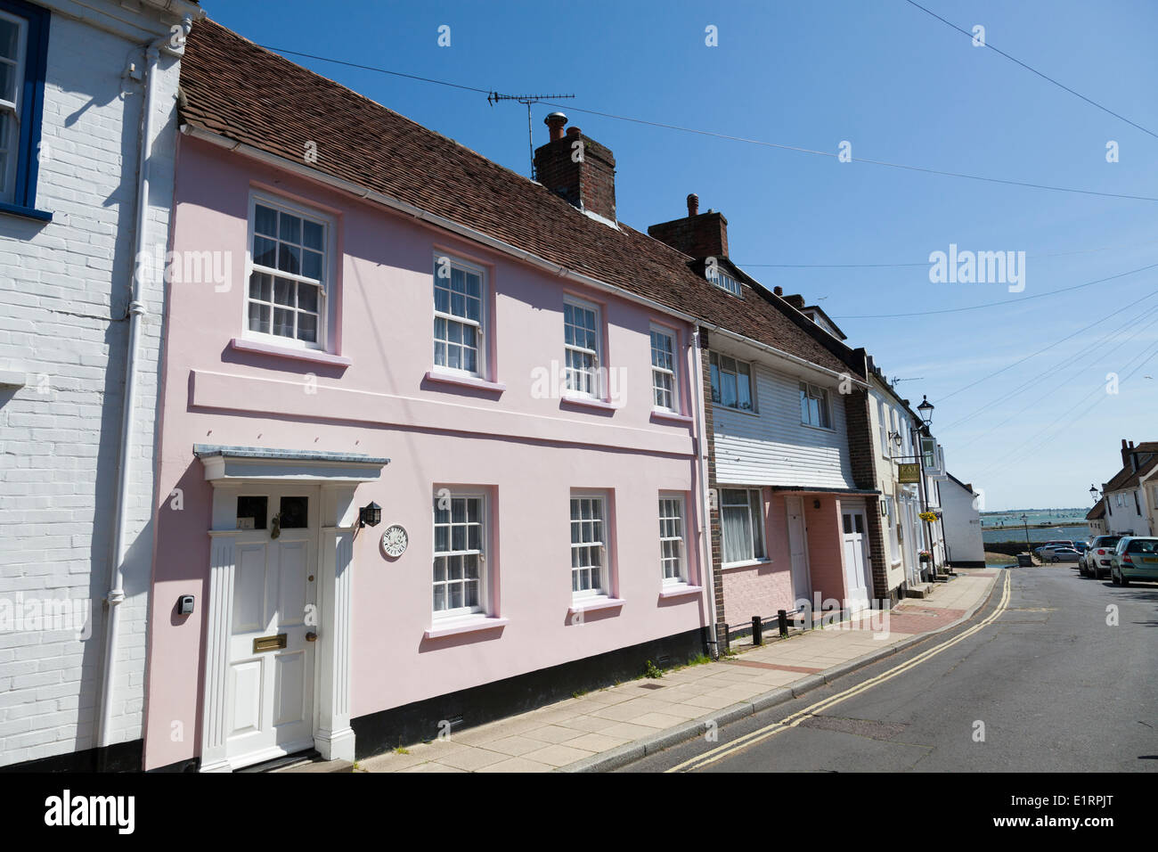 Old quaint, character, terrace houses in South Street Emsworth Stock