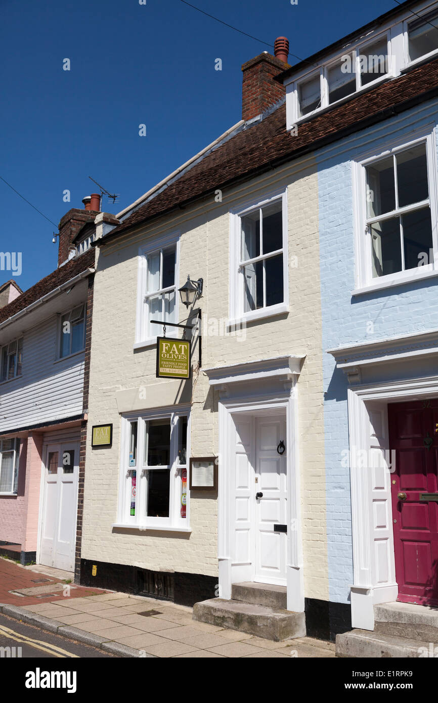 Fat Olives small restaurant in a terrace house Emsworth. Stock Photo