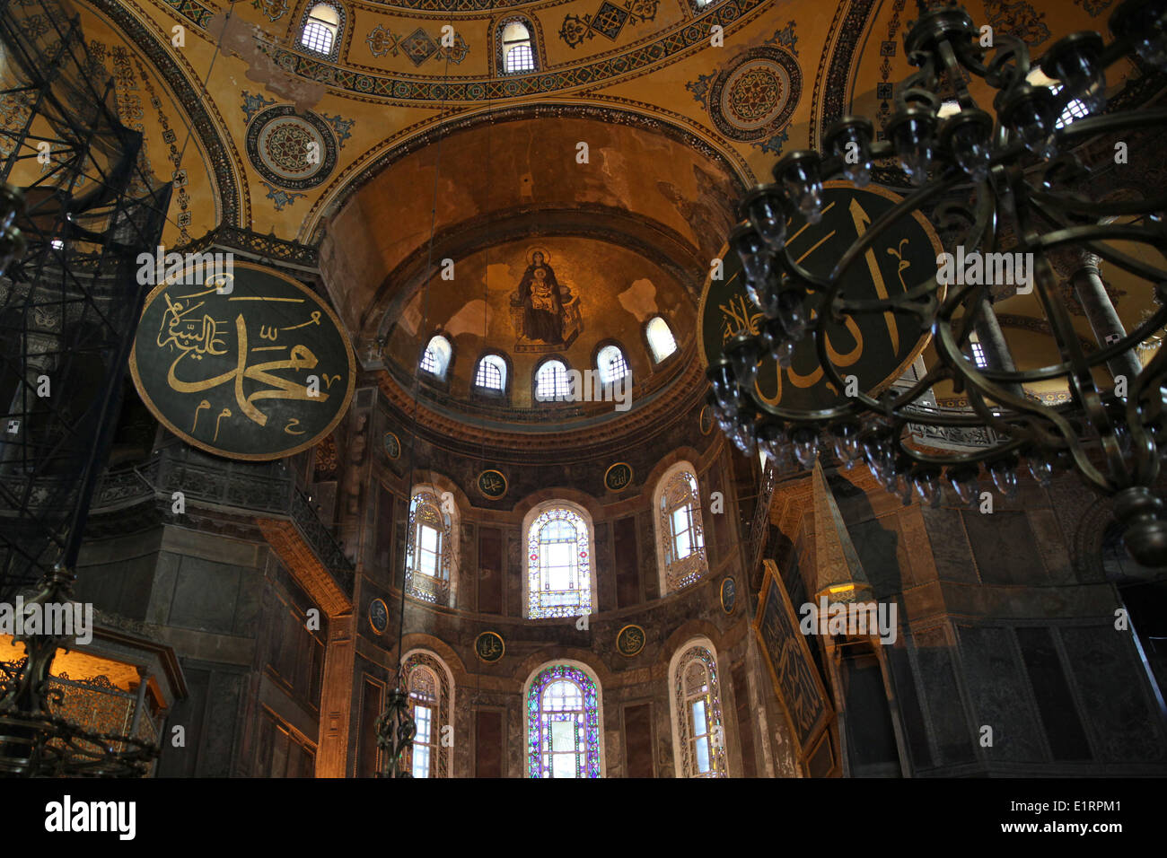 Interior of the Hagia Sophia, also called Aya Sophia, in Istanbul, Turkey Stock Photo