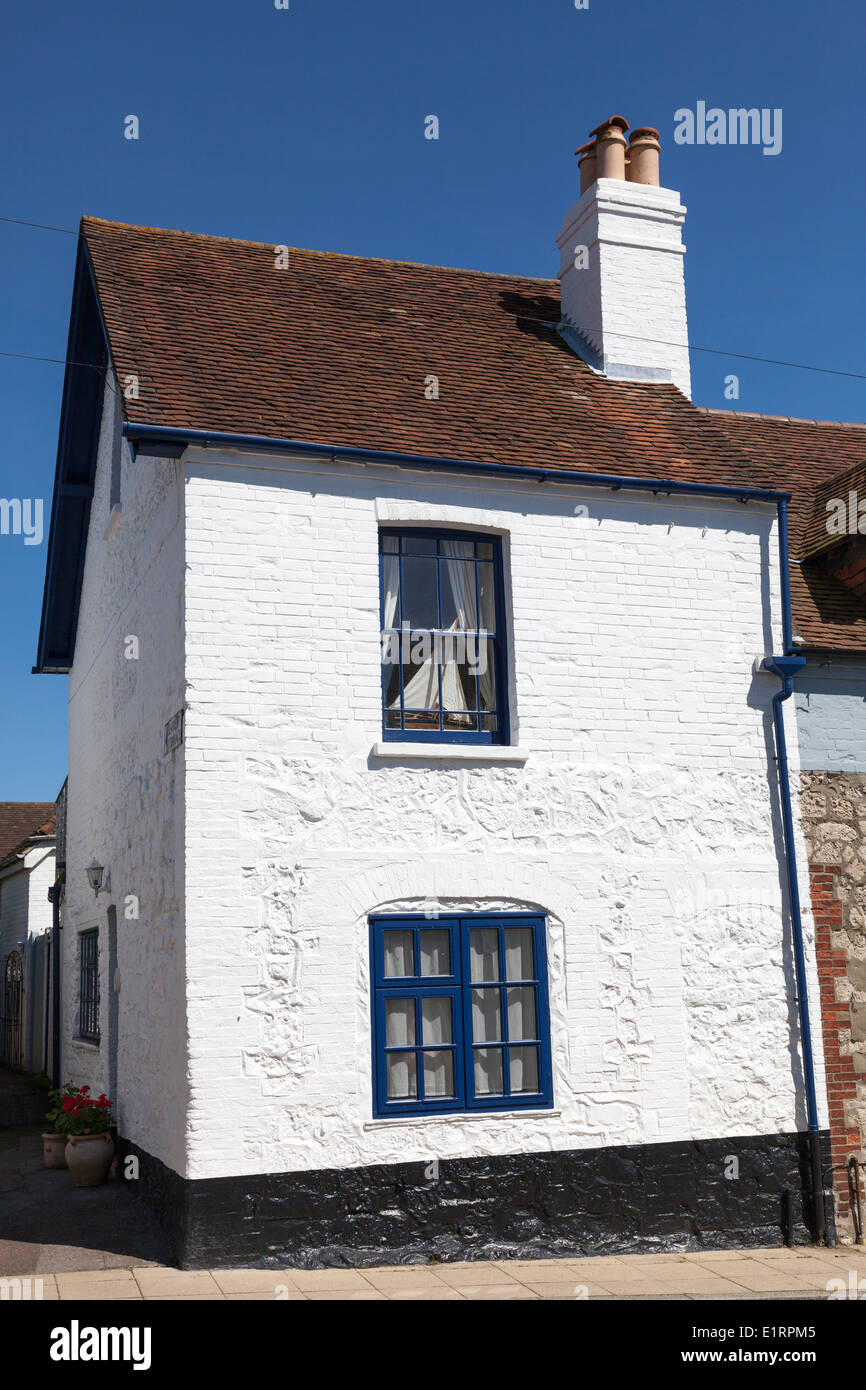 Old white painted terrace house in Emsworth. Stock Photo