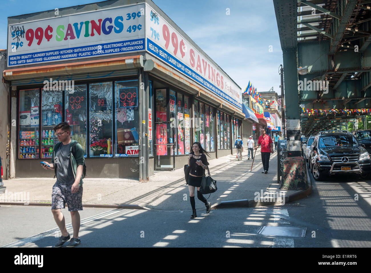99 cent store on busy Flushing Avenue in the Bushwick neighborhood of