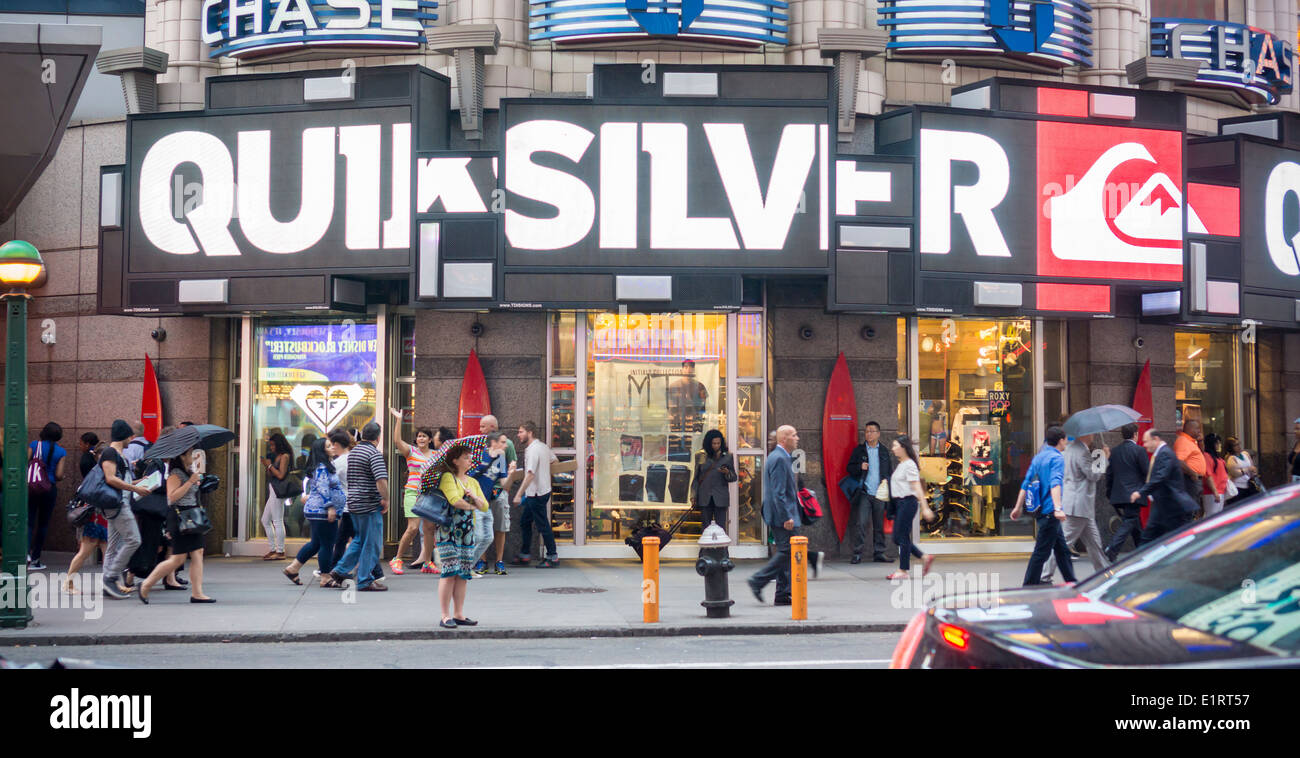 Teen apparel retailer Quicksilver's Times Square store in New York