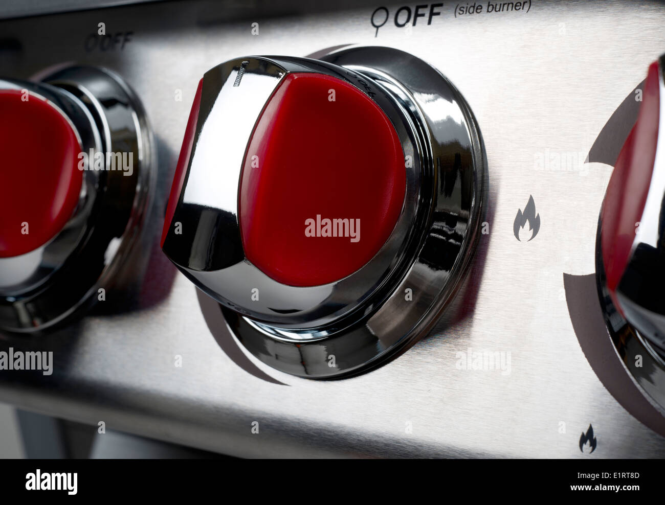 Gas barbecue or grill, control knobs Stock Photo Alamy