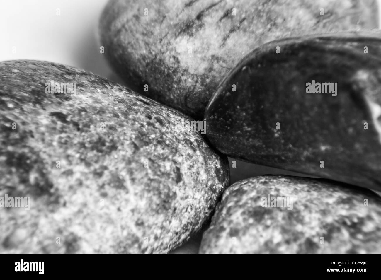 Black and white macro of pebbles close together Stock Photo