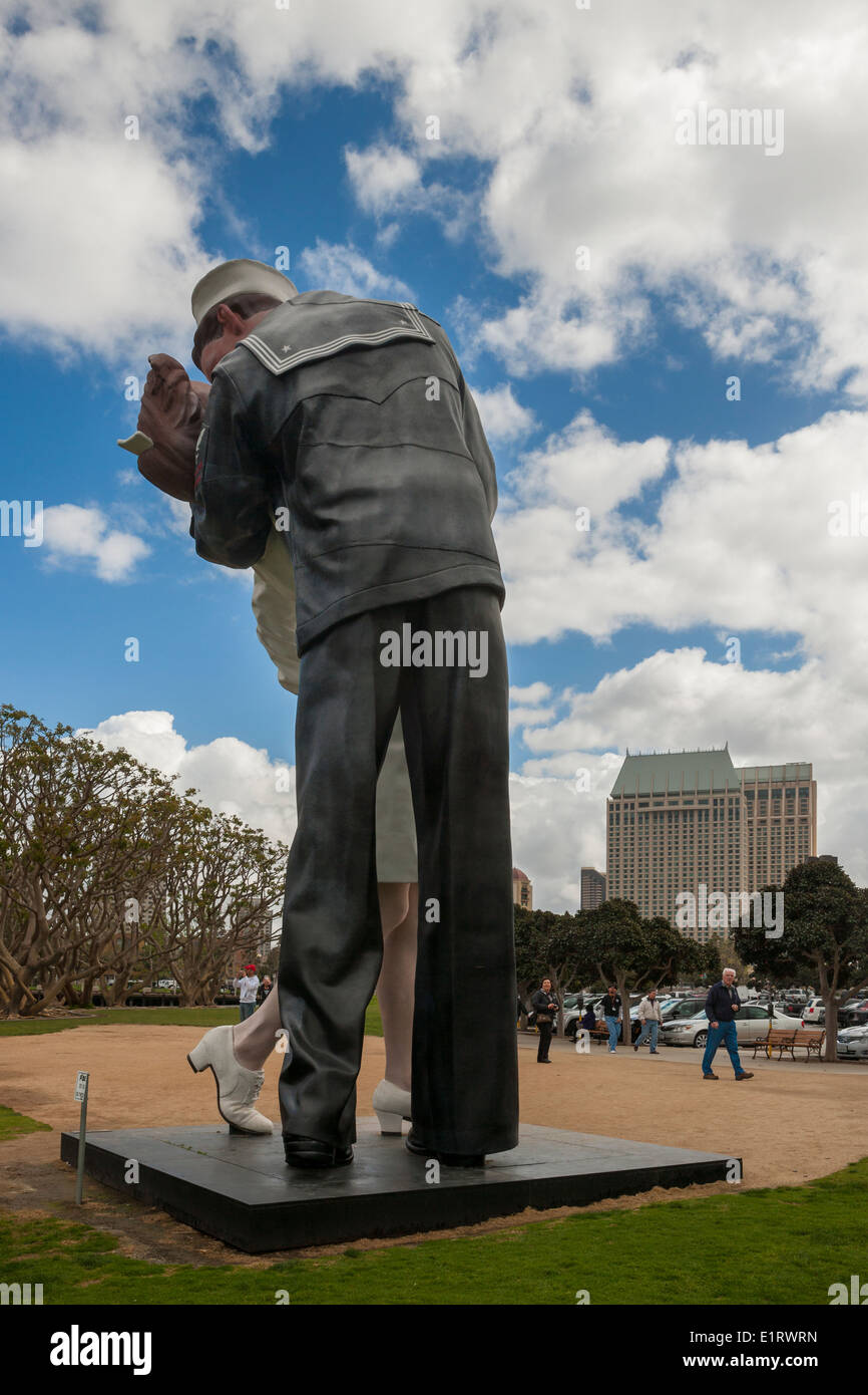 Famous kissing statue near Midway naval aircraft carrierSan Diego
