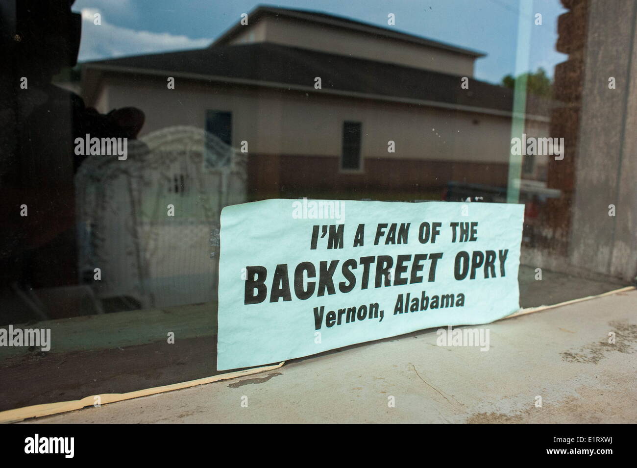 Vernon, Alabama, USA. 12th Feb, 2013. A sticker adorns what used to be