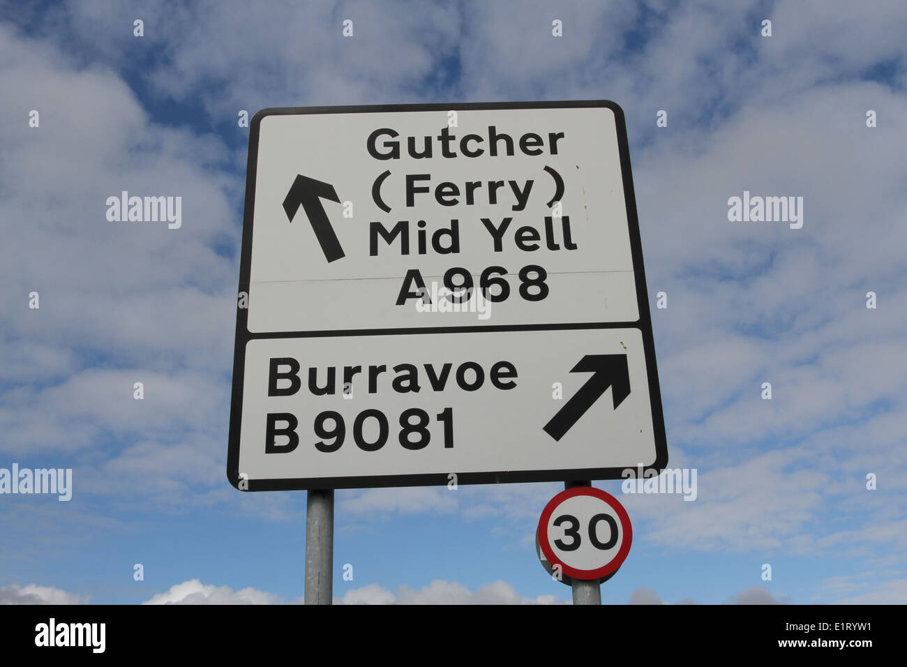 Road sign on A968 Yell Shetland Scotland June 2014 Stock Photo Alamy