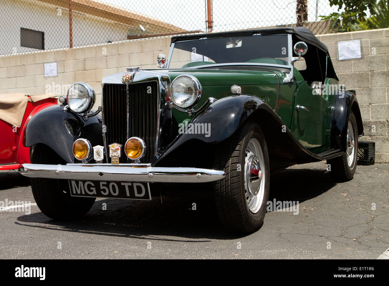 1950 MG TD British vintage sports car on display at a British car show