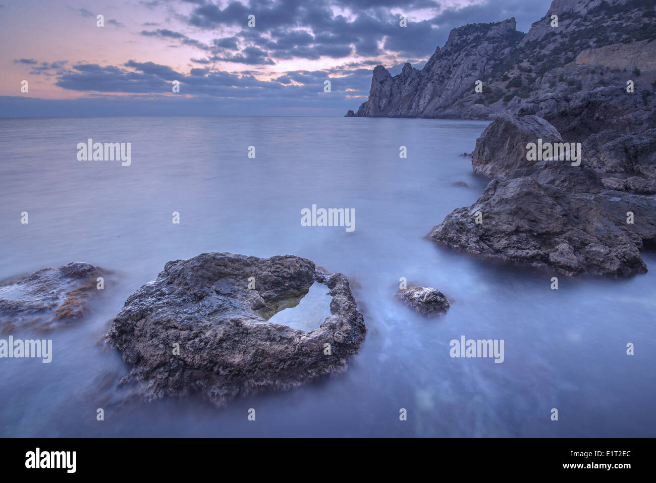 Black sea landscape in Crimea Stock Photo