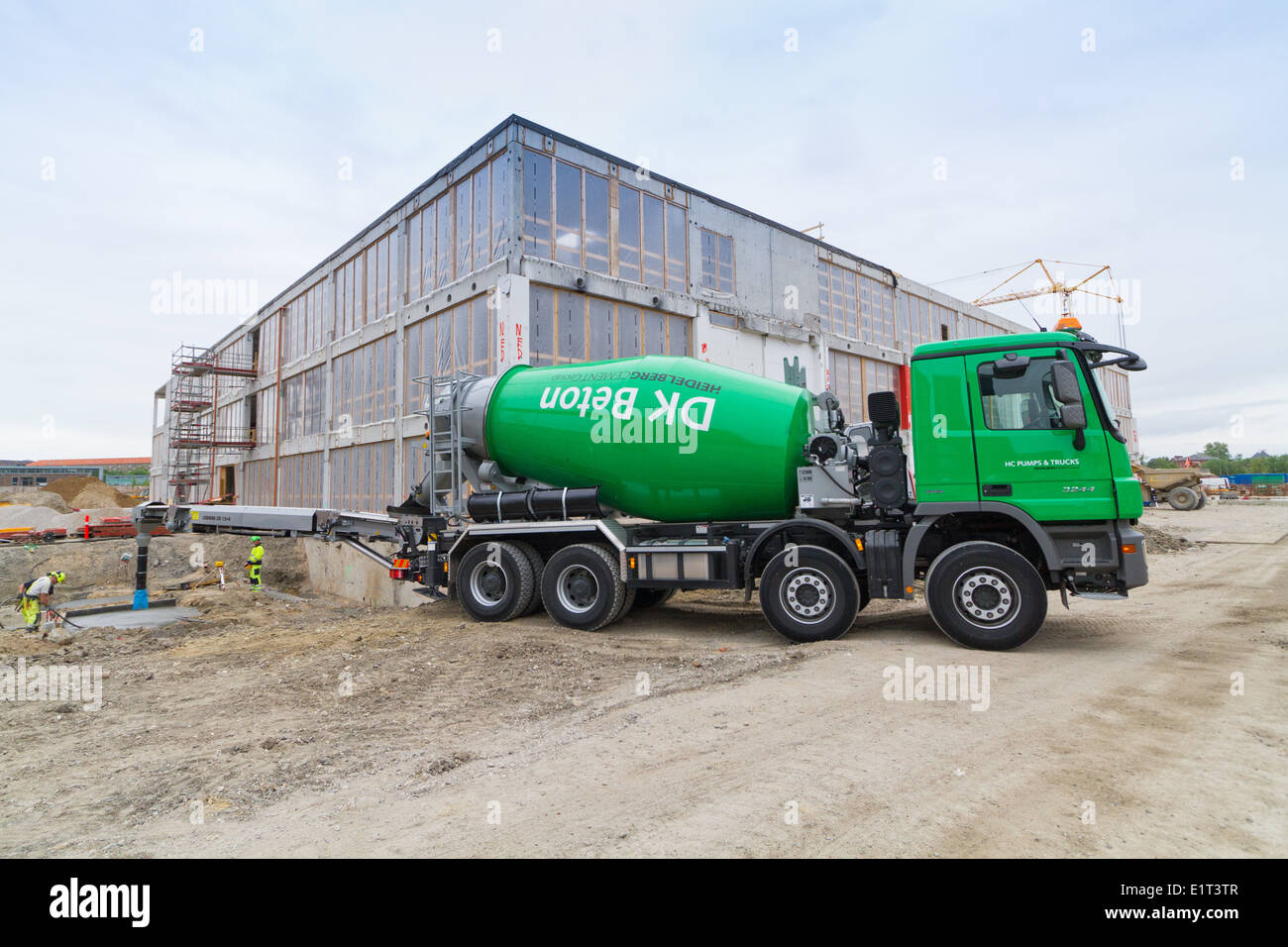 Concrete truck with conveyor belt system as used in Copenhagen Stock Photo  - Alamy