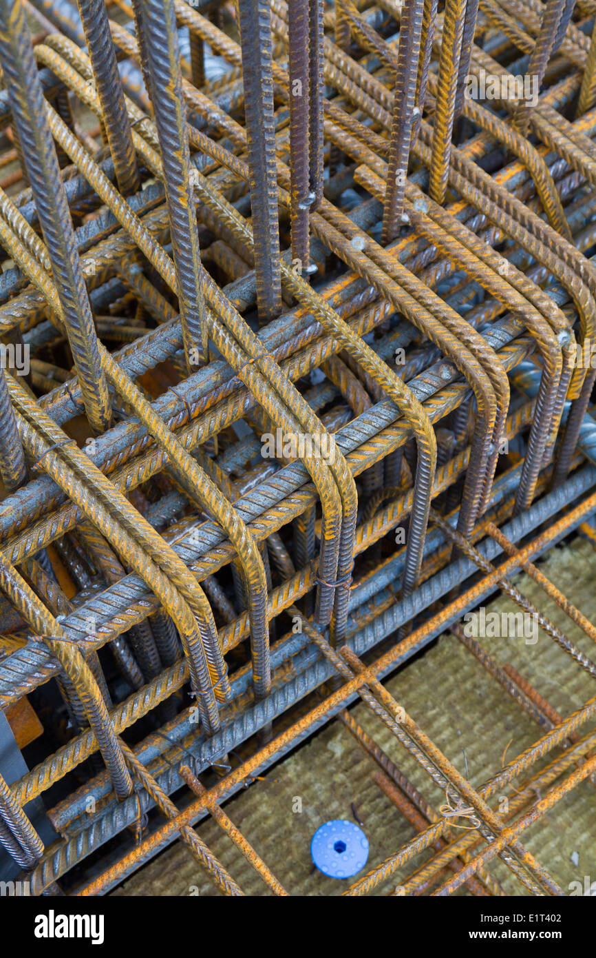 Steel reinforcement bars used in reinforced concrete construction Stock Photo