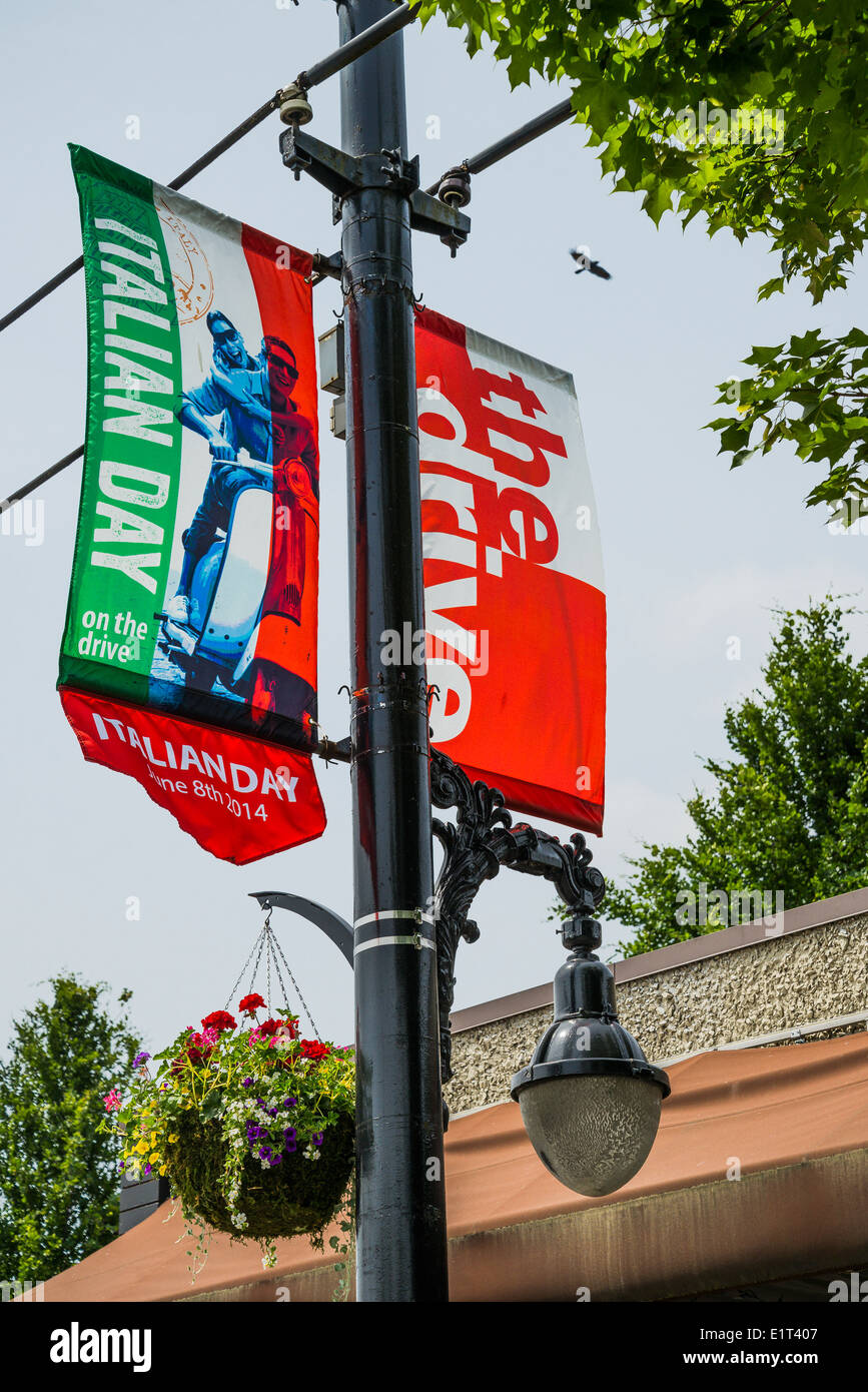 Italian Day banner on Commercial Drive in Vancouver, British Columbia, Canada Stock Photo