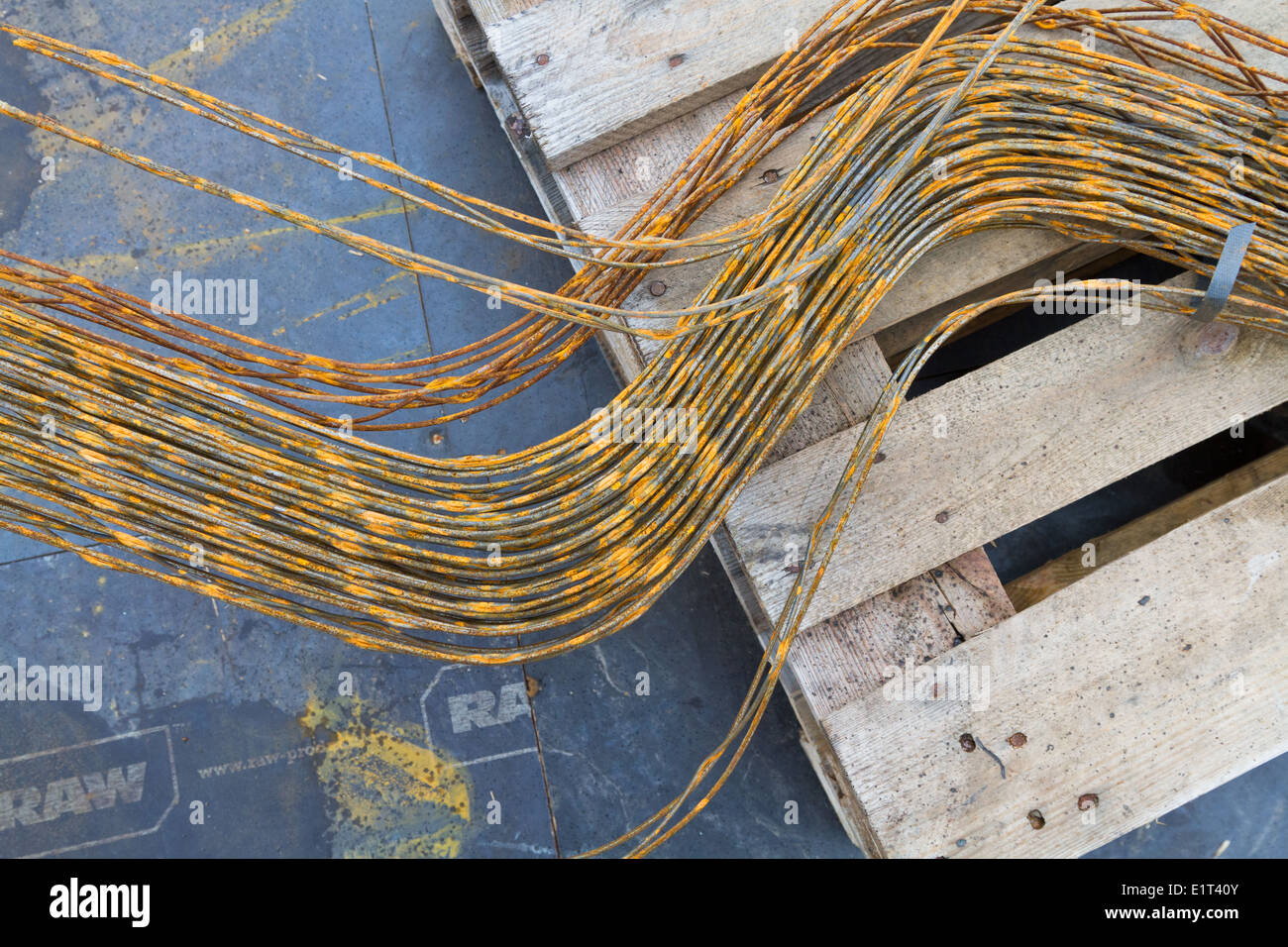Steel reinforcement in a bundle on a building site in Denmark - used with  reinforcement for concrete floors and beams Stock Photo - Alamy