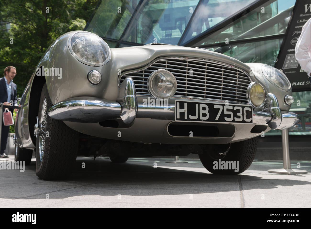 London, UK. 9th June, 2014. James Bond classic Aston Martin DB5 at Motorexpo in Canary Wharf in London Credit:  Velar Grant/Alamy Live News Stock Photo