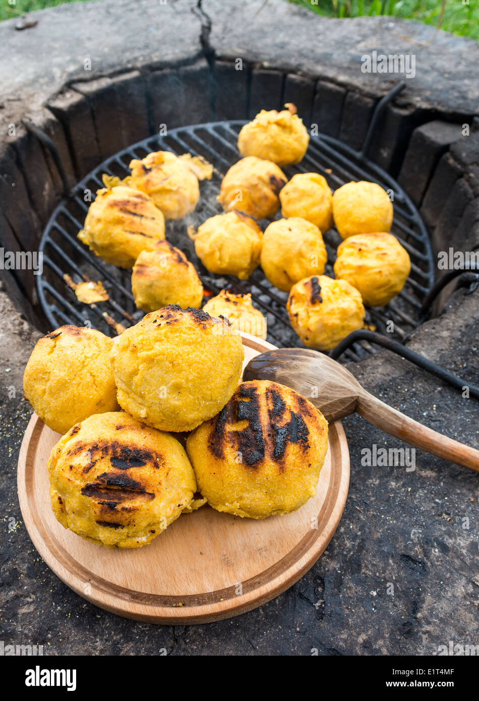 Bulz Romenia Romanian traditional smoked and grilled polenta with cheese, named ...