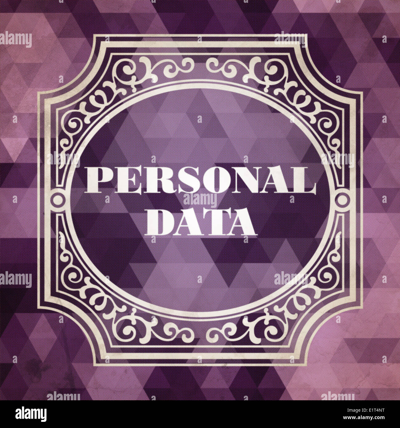 Personal Data Concept. Purple Vintage design. Stock Photo