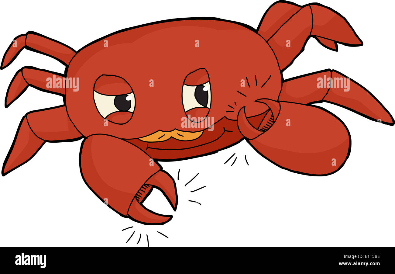 Cute red crab clicking claws on white background Stock Photo Alamy