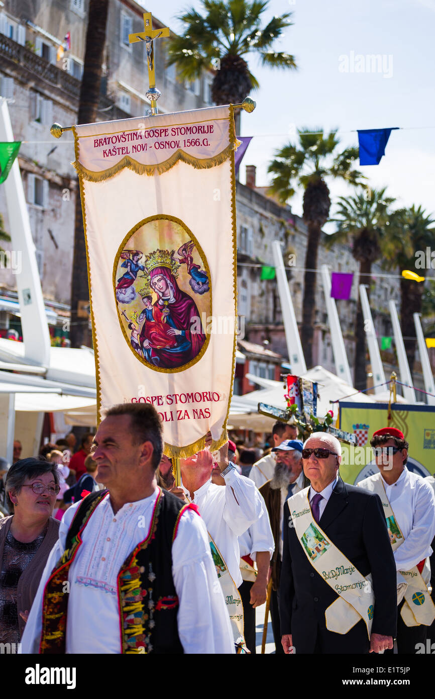 The annual procession through Split for the feast day of St Domnius takes place each year in split croatia in honour of Sv Dujam Stock Photo