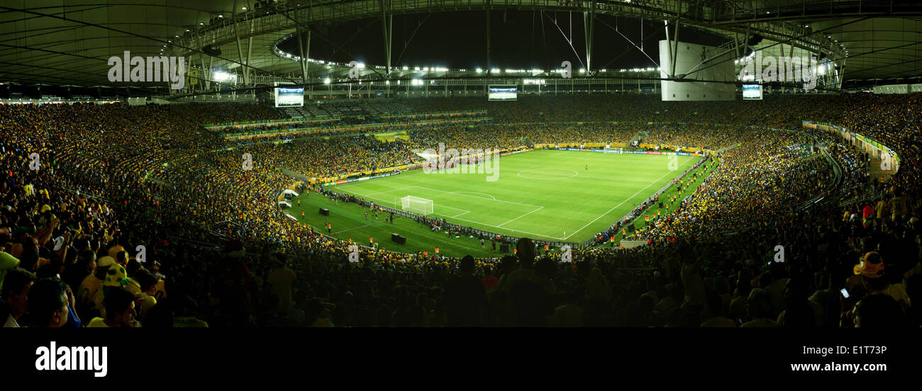 Maracanã stadium in the final match of the 2013 FIFA Confederations Cup. Brazil 3-0 Spain. Venue of the 2014 FIFA World Cup. Stock Photo