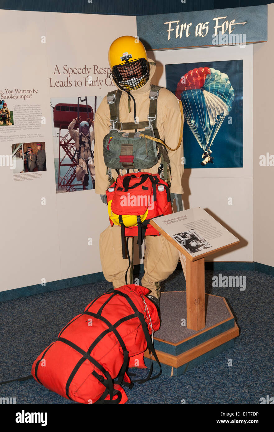 Montana, Missoula Smokejumpers Visitor Center, parachute jump gear