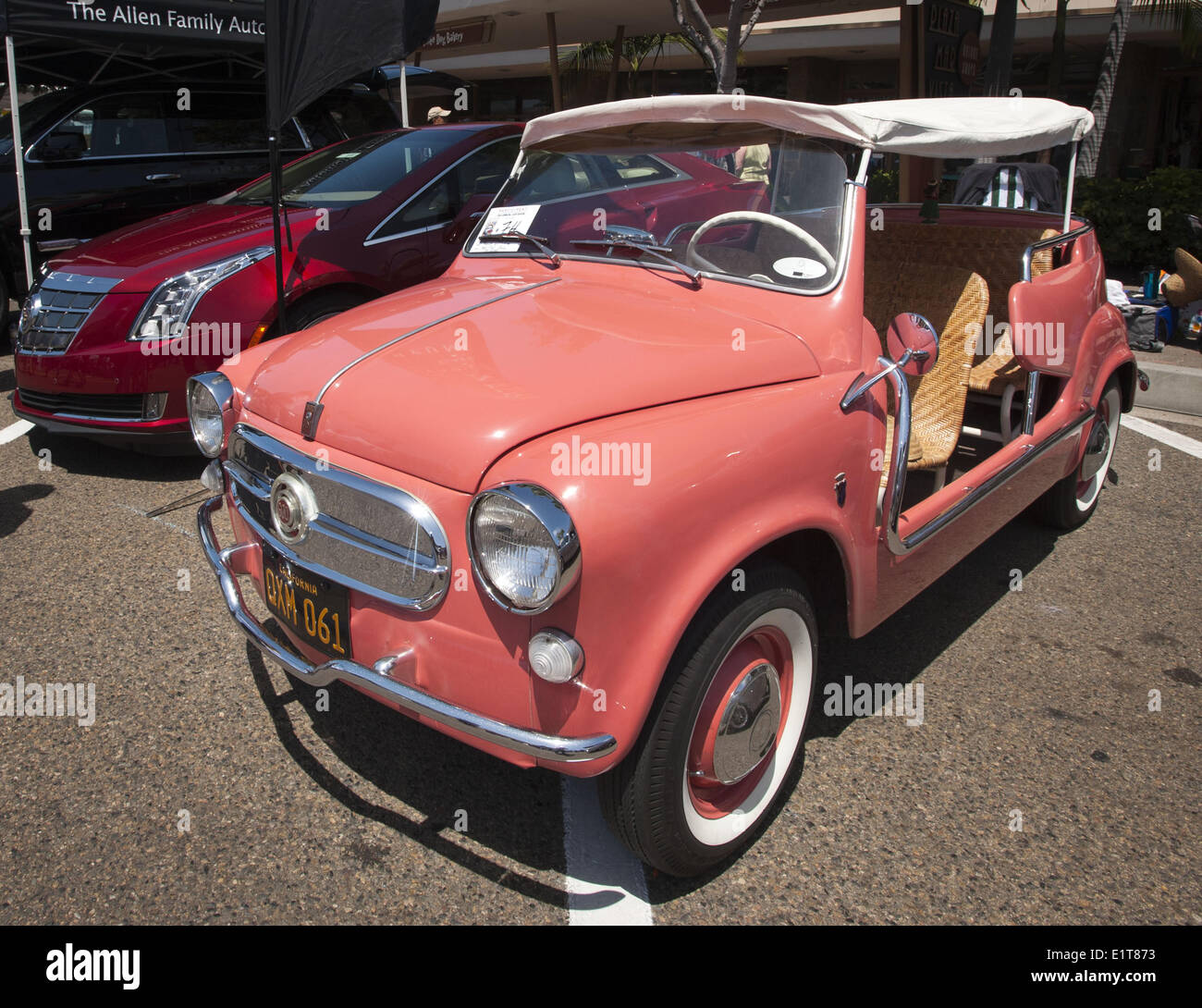 San Clemente, California, USA. 8th June, 2014. A late 1950's Rose Petal Fiat 600 ''Jolly.'' The