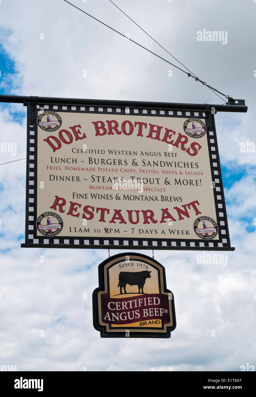 Montana, Philipsburg, Downtown, Doe Brothers Restaurant sign Stock Photo