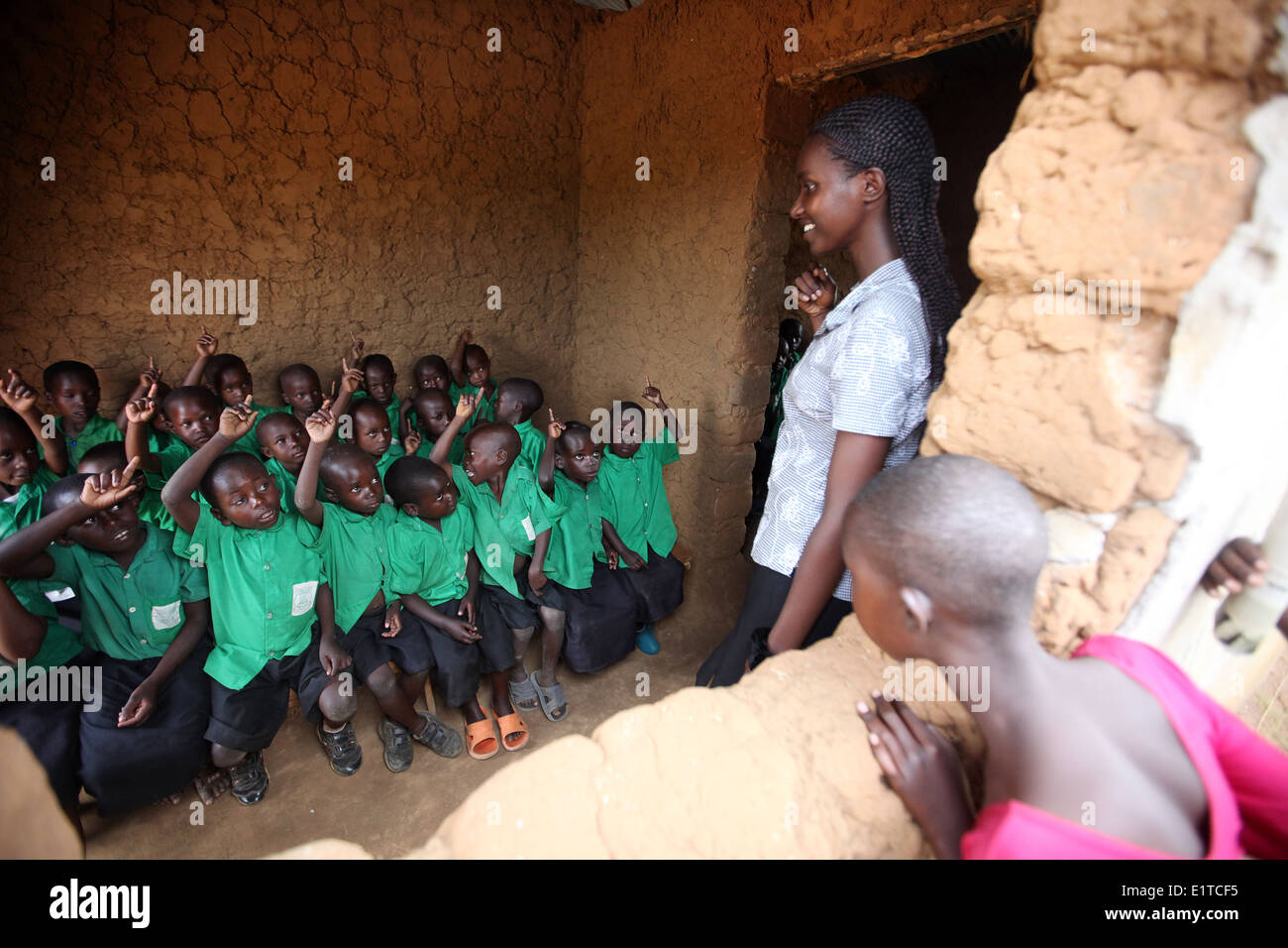 Children at a NGO funded school in the Nyagatare district of Rwanda Stock Photo