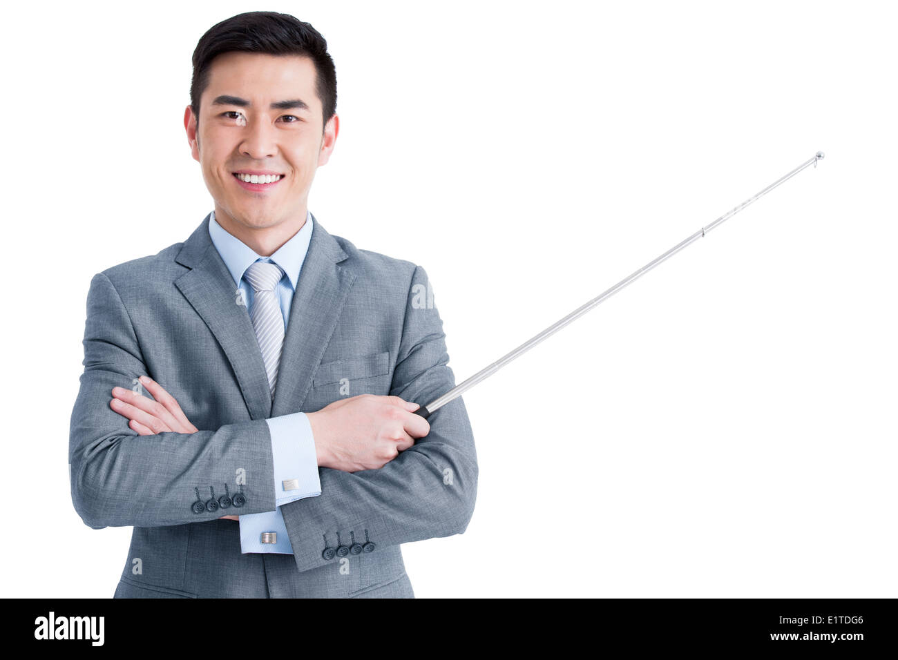 Male training specialist with pointer stick Stock Photo