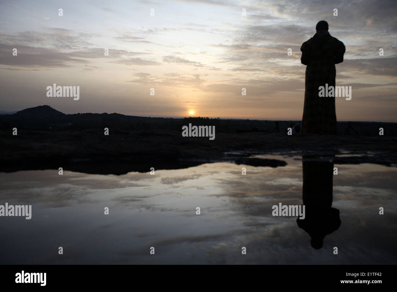 The sun rises as day breaks over the city of Lira in the Lira district of northern Uganda. Stock Photo