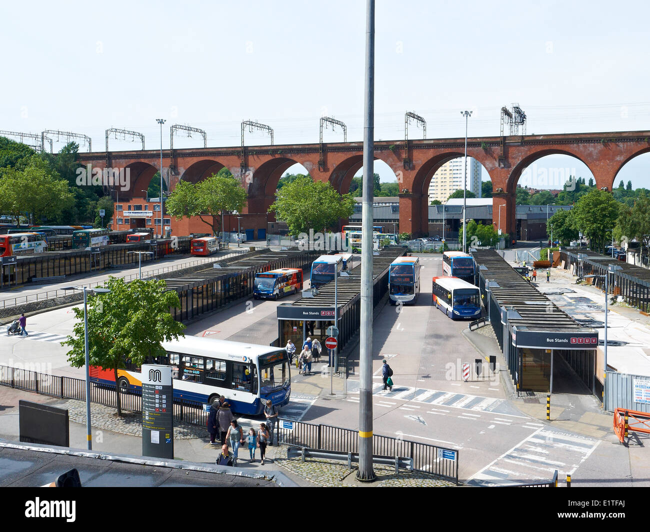 Bus station with viaduct in Stockport Cheshire UK Stock Photo Alamy