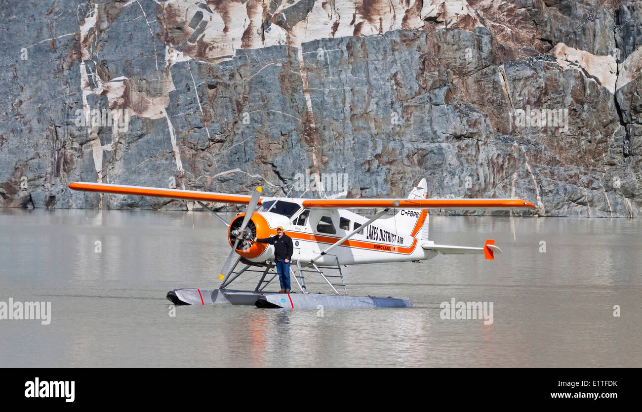 De Havallin Beaver plane on Jacobson Lake in the Coast Mountains of British Columbia Canada Stock Photo