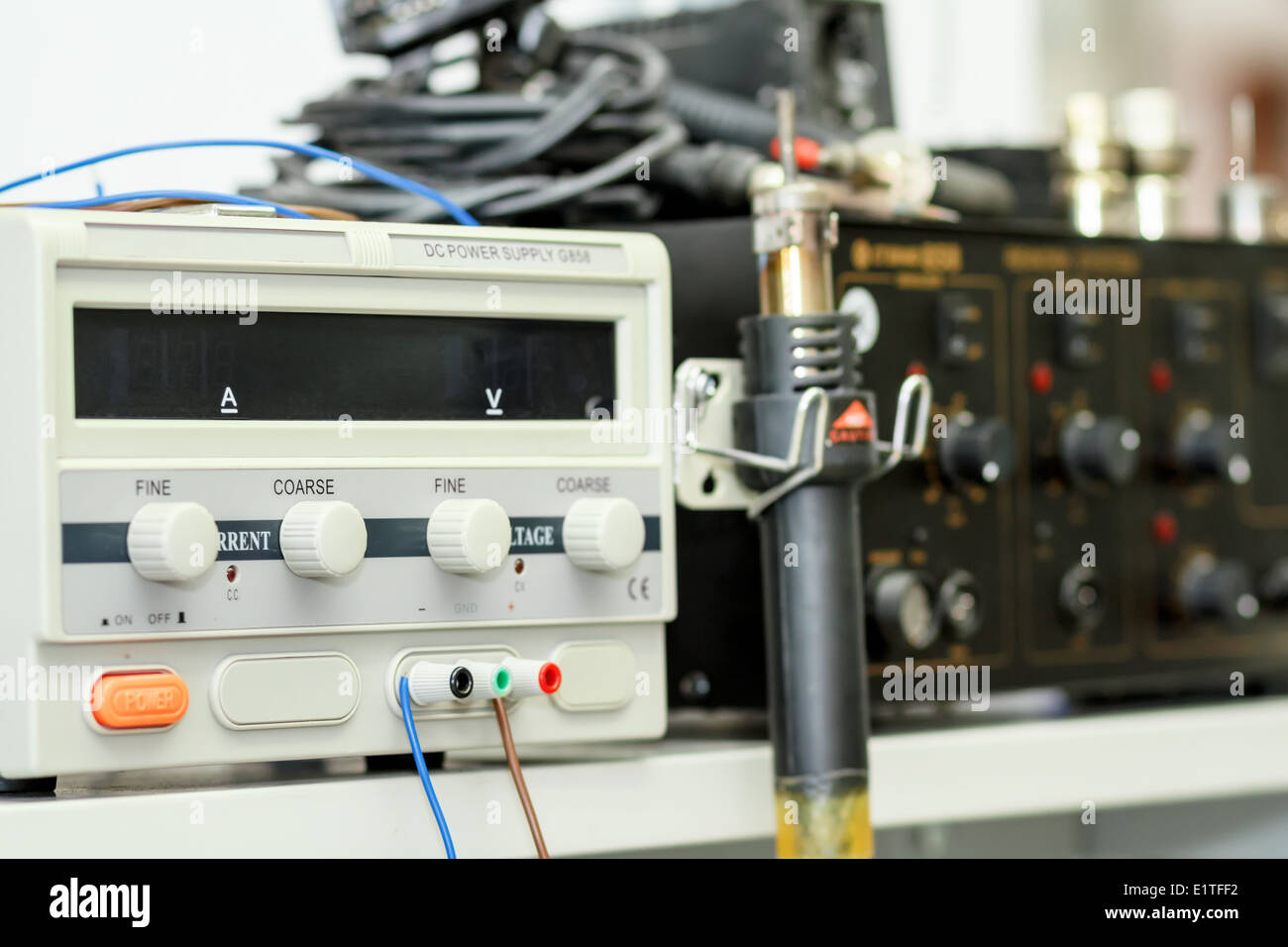 Modern fiber optic testing equipment - analyzer on white background Stock Photo