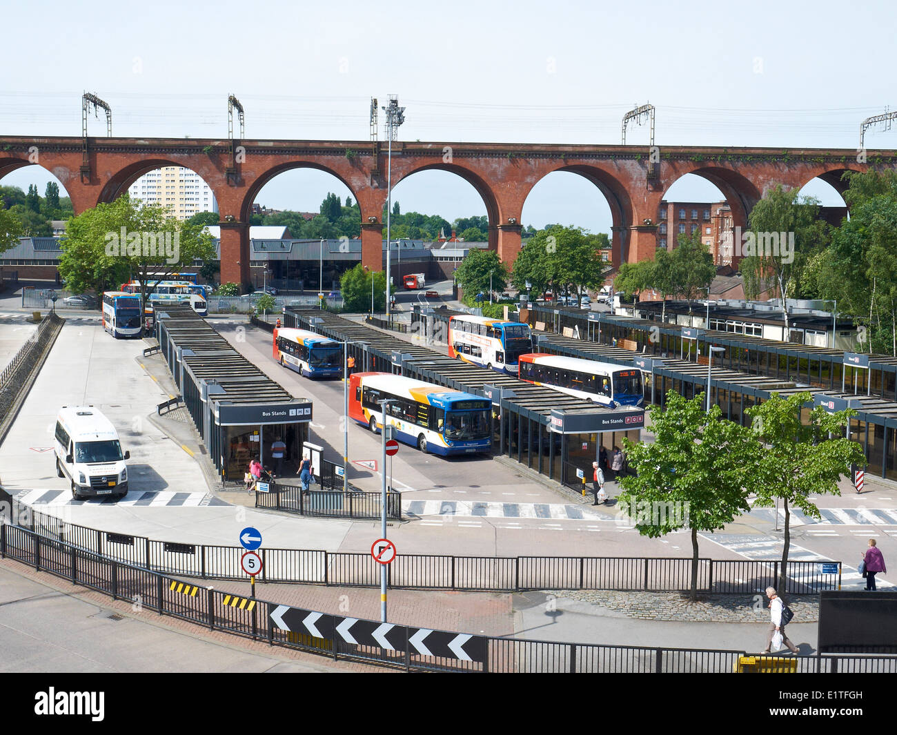 Bus station with viaduct in Stockport Cheshire UK Stock Photo Alamy