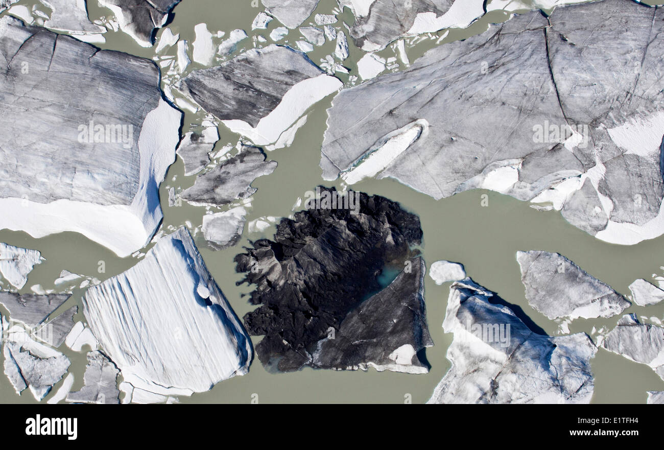 Aerial photography over the Bridge River Glacier in the South Cariboo Chilcotin region of British Columbia Canada Stock Photo