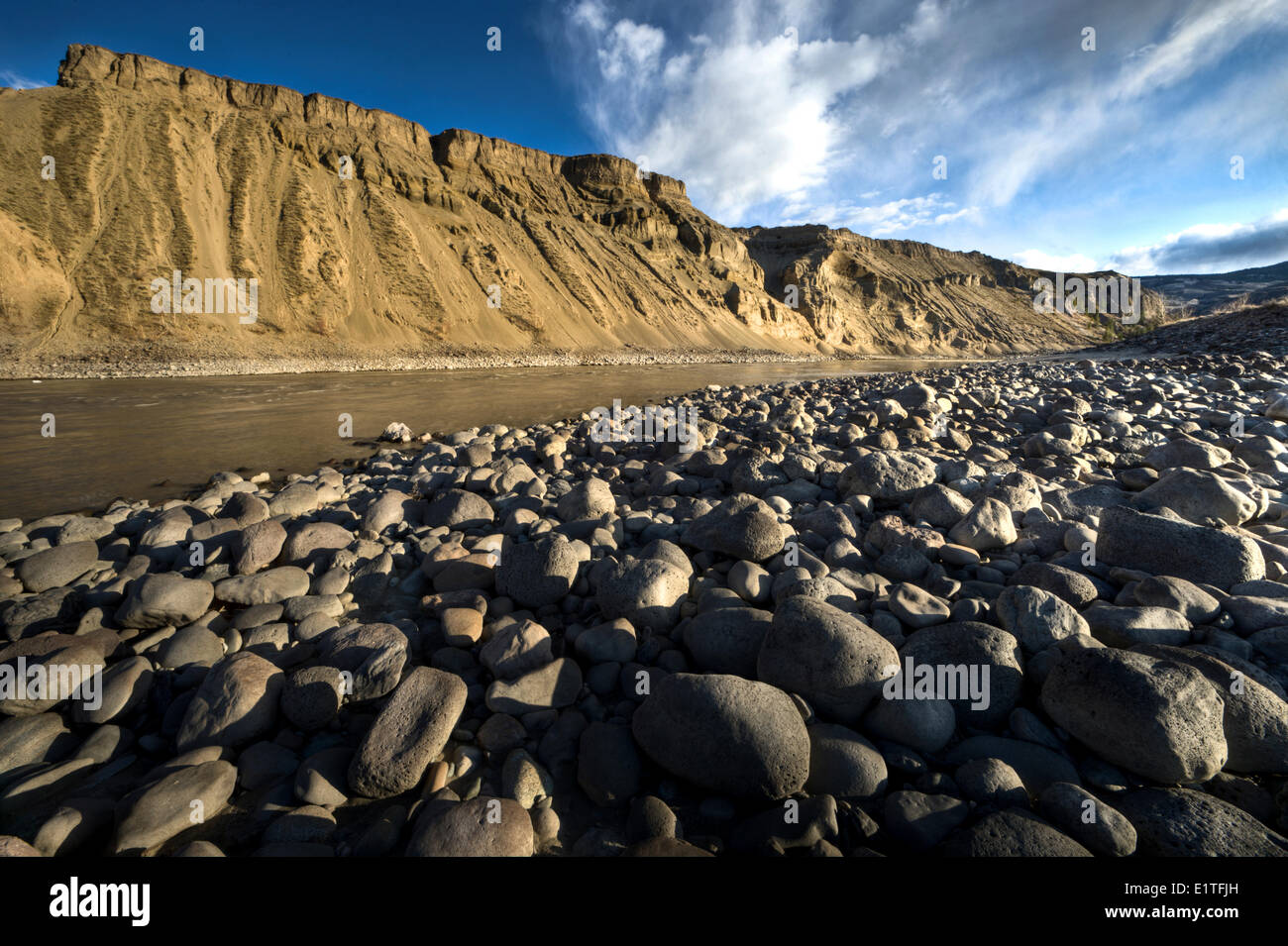 Fraser River at breakup near Churn Creek Protected Area Stock Photo