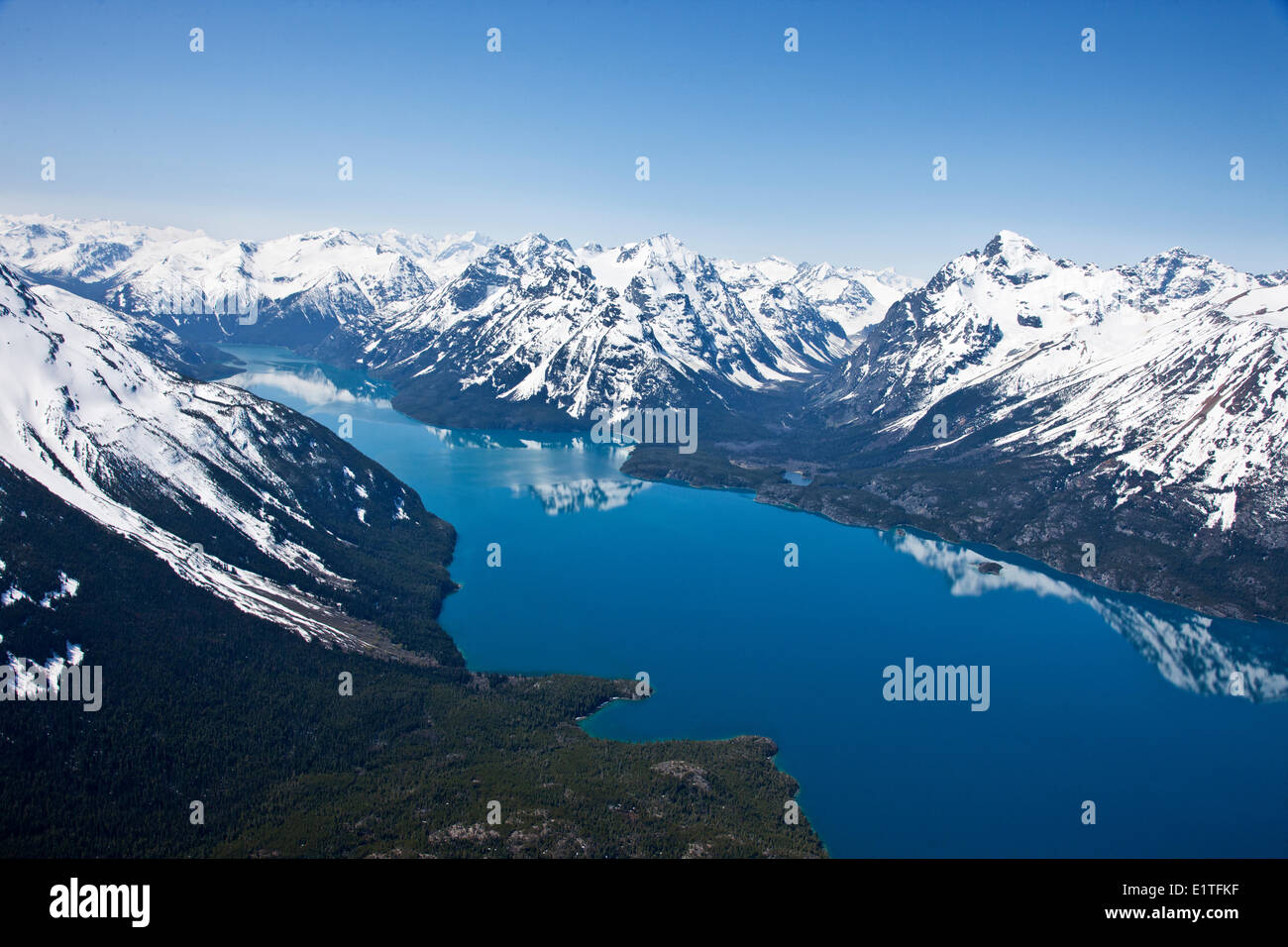 Flying over Chilko Lake within the Chilcotin Ark in British Columbia
